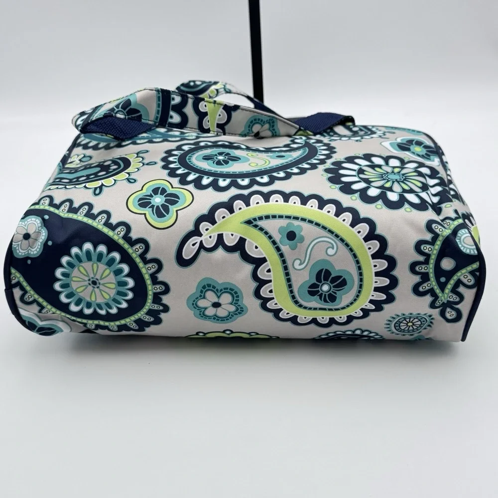 New! Thirty One Handle It Teal Paisley Day Zipper Cosmetic Travel 31 Makeup Tote